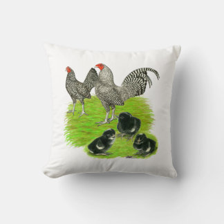 Old English Barred Bantam Family Cushion
