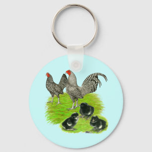Old English Barred Bantam Family Key Ring