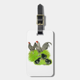Old English Barred Bantam Family Luggage Tag