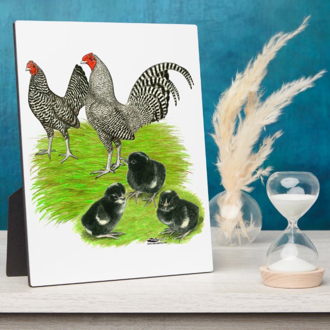 Old English Barred Bantam Family Plaque (Side)