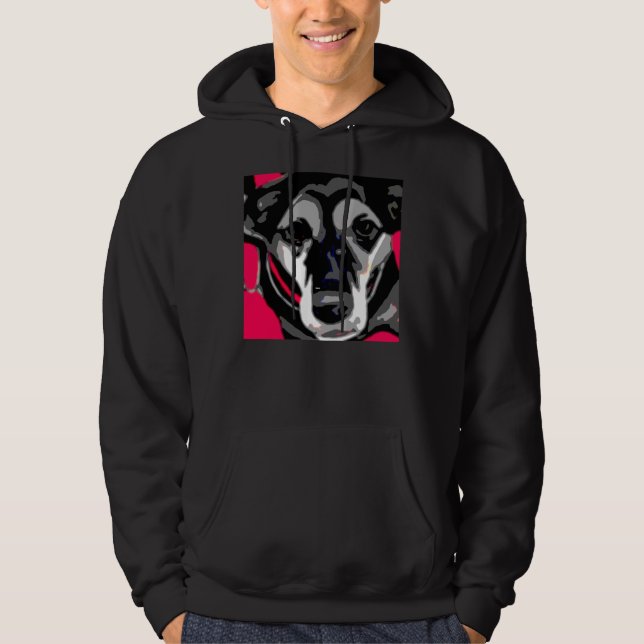 Old English Black Lab Red Hoodie (Front)