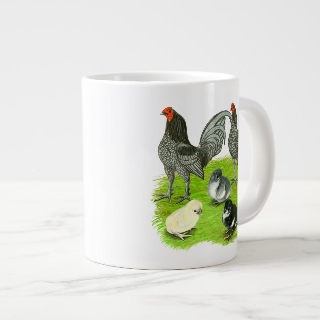 Old English Blue Game Family Large Coffee Mug (Front Right)