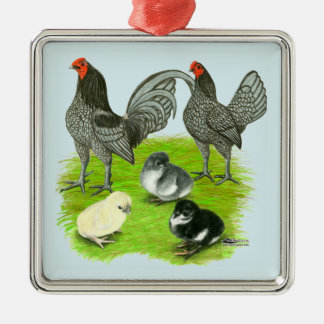 Old English Blue Game Family Metal Tree Decoration