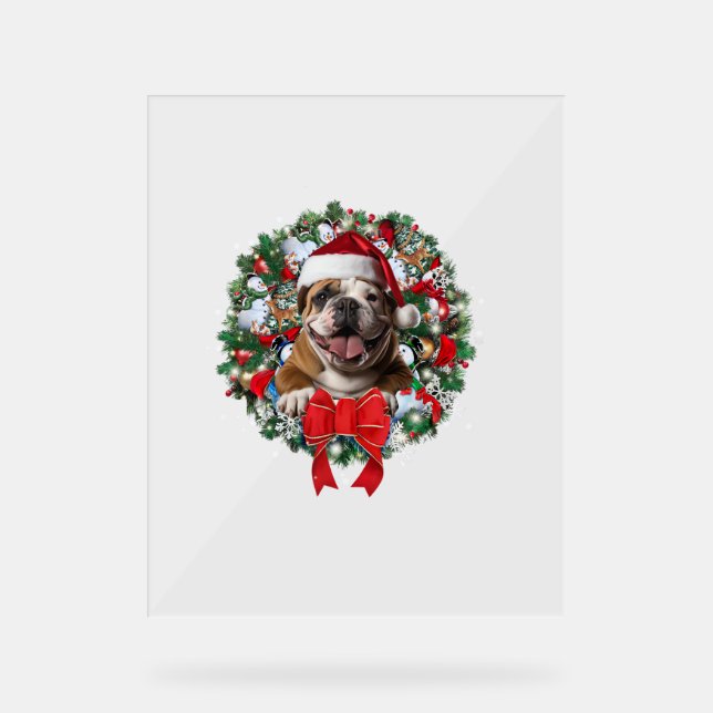 Old English Bulldog Christmas Wreath Decoration Xm (Front)