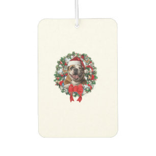 Old English Bulldog Christmas Wreath Decoration Xm Car Air Freshener