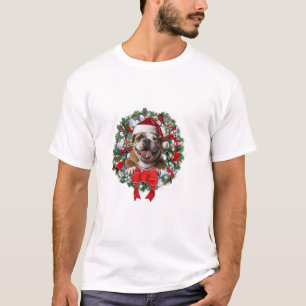 Old English Bulldog Christmas Wreath Decoration Xm T-Shirt