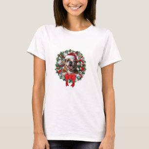 Old English Bulldog Christmas Wreath Decoration Xm T-Shirt