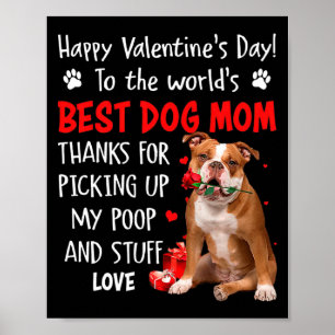 Old English Bulldog Dog Mom Valentines Day Fu  Poster