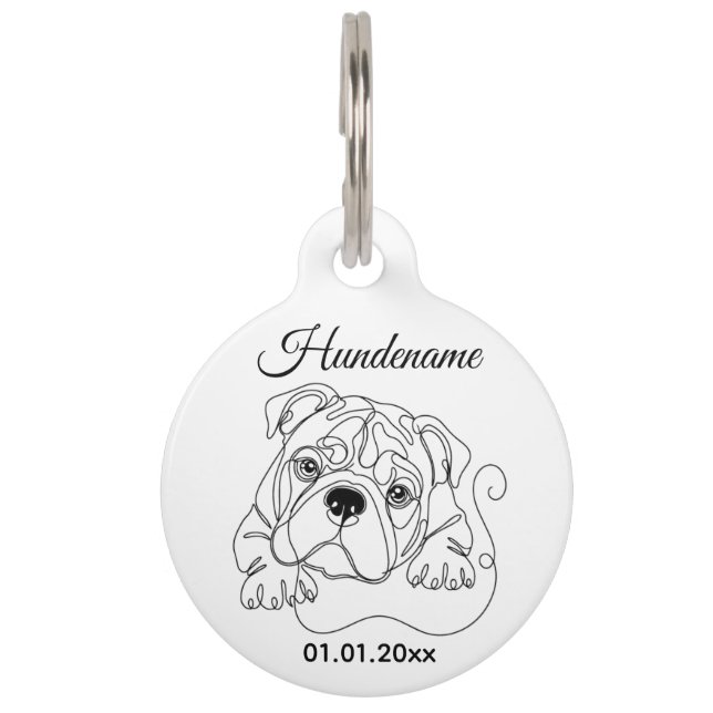 Old English Bulldog Line Art Personalized Tag (Front)