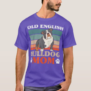 Old English Bulldog Mom Retro Walking Dog Owner Do T-Shirt