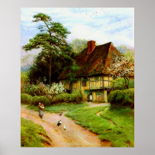 Old English Country Cottage Poster