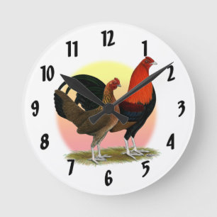 Old English Game Bantam: BB Red Round Clock
