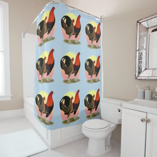 Old English Game Bantam:  BB Red Shower Curtain (In Situ)