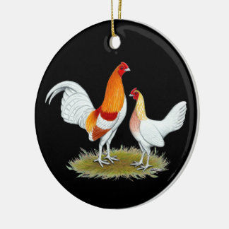 Old English Game Bantam: Red Pyle Ceramic Tree Decoration