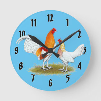 Old English Game Bantam:  Red Pyle Round Clock