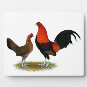 Old English Game Bantams: BB Red Pair Plaque