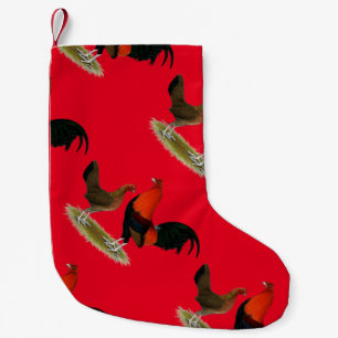 Old English Game Bantams: BB Red Pair Small Christmas Stocking