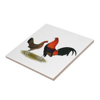 Old English Game Bantams: BB Red Pair Tile