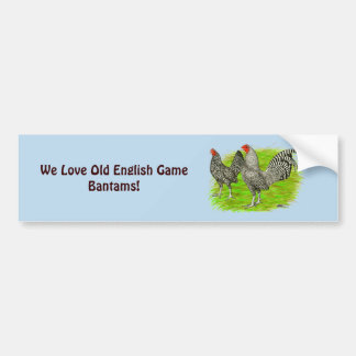 Old English Game Barred Chickens Bumper Sticker