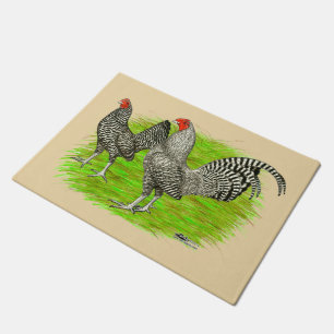 Old English Game Barred Chickens Doormat