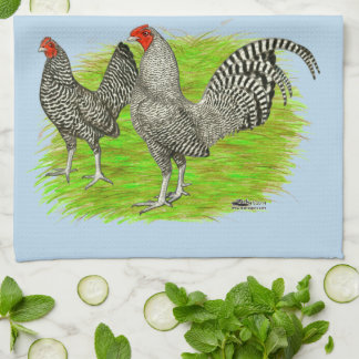 Old English Game Barred Chickens Tea Towel