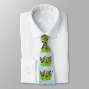 Old English Game Barred Chickens Tie