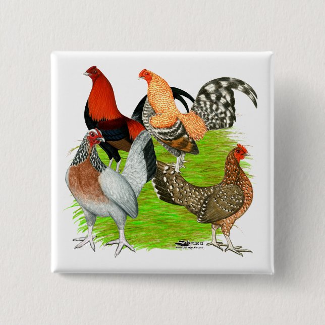 Old English Game Quartet 15 Cm Square Badge (Front)
