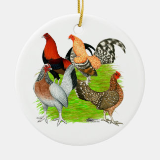 Old English Game Quartet Ceramic Tree Decoration