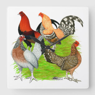 Old English Game Quartet Square Wall Clock