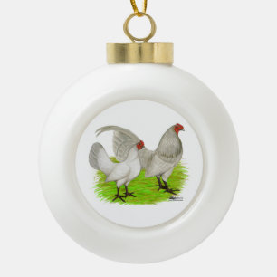 Old English Game Self Blue Ceramic Ball Christmas Ornament