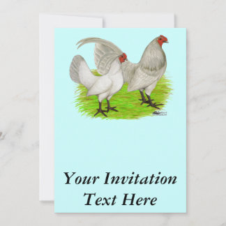 Old English Game Self Blue Invitation