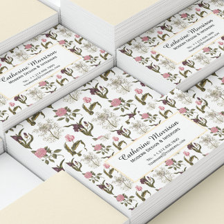 Old English Garden Vintage Floral Pattern Business Card