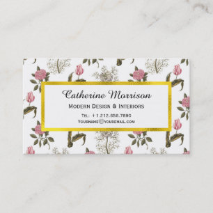 Old English Garden Vintage Floral Pattern Business Card