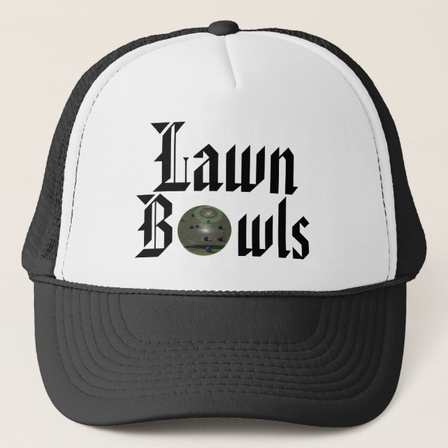 Old English Lawn Bowls Text Design, Trucker Hat (Front)