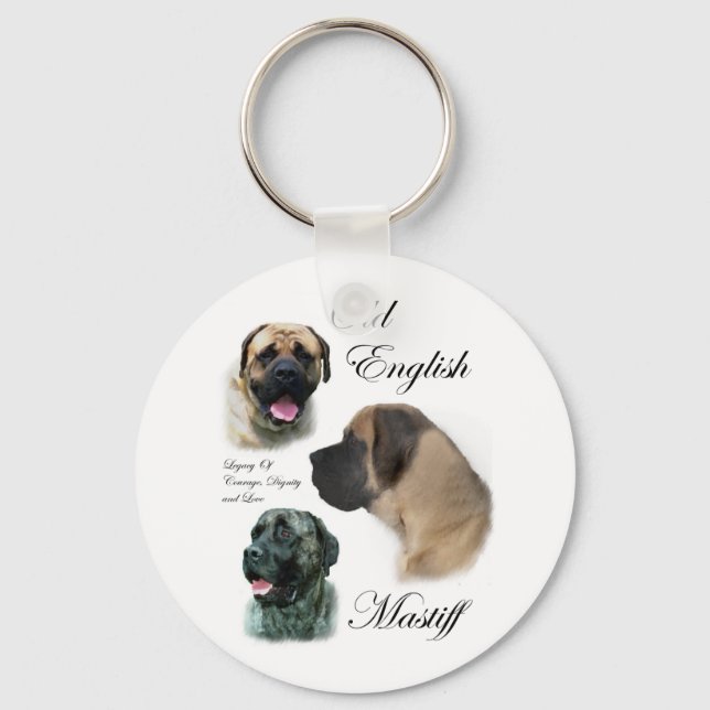 Old English Mastiff Gifts Key Ring (Front)