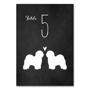 Old English Sheedog Silhouettes Wedding Reception Table Number