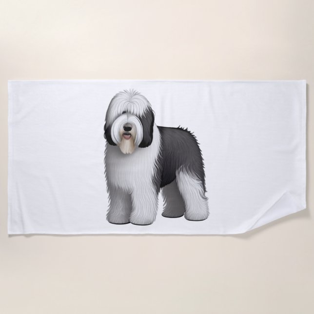 Old English Sheepdog  10 Beach Towel (Front)