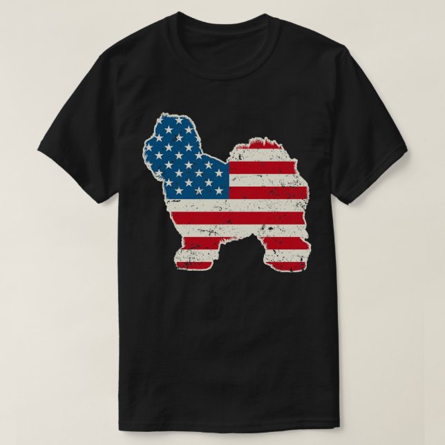 Old English Sheepdog American Flag 4th of July for T-Shirt (Design Front)
