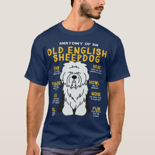 Old English Sheepdog Anatomy Funny Dog Mom Dad  T-Shirt
