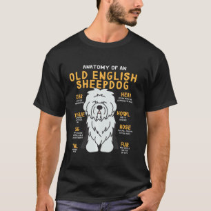Old English Sheepdog Anatomy Funny Dog Mum Dad T-Shirt