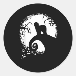 Old English Sheepdog And Moon Halloween Classic Round Sticker