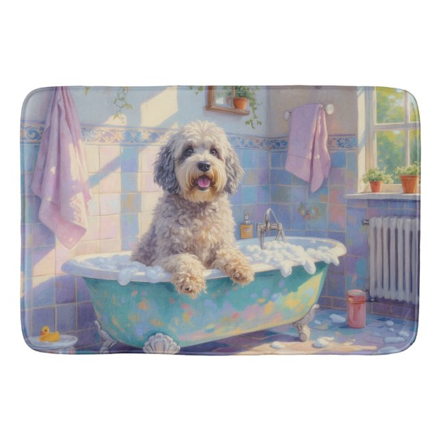 Old English Sheepdog Bath Time Fluffy Bathroom Dec Mat (Front)