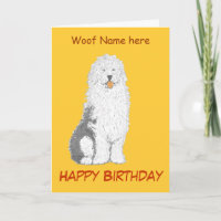 Old English Sheepdog Birthday Cards, change name