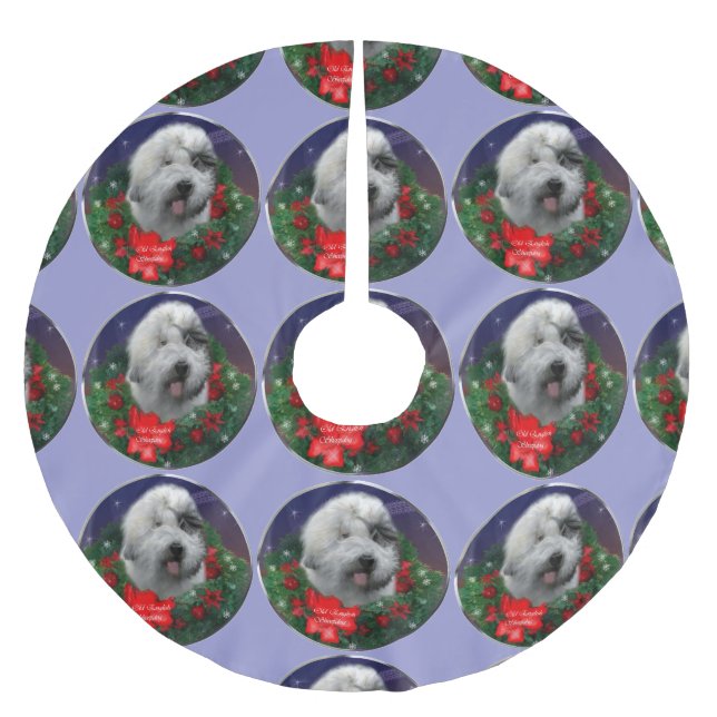 Old English Sheepdog Brushed Polyester Tree Skirt (Front)