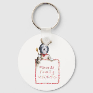 Old English Sheepdog Chef of Love Key Ring