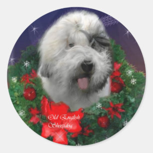 Old English Sheepdog Christmas Gifts Classic Round Sticker