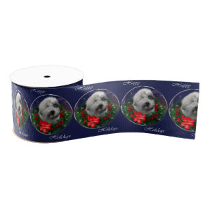 Old English Sheepdog Christmas Grosgrain Ribbon