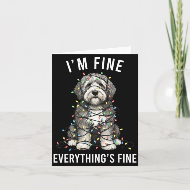 Old English Sheepdog Christmas I'm Fine Everything Card (Front)