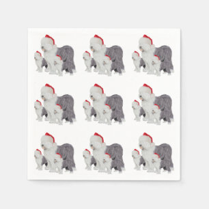 Old English Sheepdog Christmas Paper Napkin