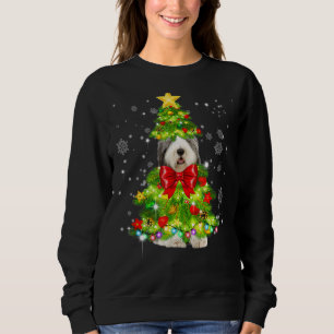 Old English Sheepdog Christmas Tree Light Xmas Dog Sweatshirt